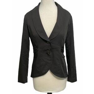 Cabi‎ Work It Two Button Blazer 769 Flap Pockets  Career Charcoal Grey SIze 6
